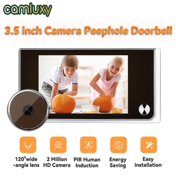 Camluxy 3,5-Дюймовый Дверной Звонок с Глазком для камеры с углом обзора 120 Градусов, Дверной Звонок Для Просмотра В Глазок, Наружный Визуальный Цифровой Дверной Звонок с Кошачьим Глазом