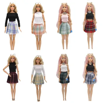Кукольная одежда Модные топы, плиссированная юбка, наряды для Барби 1/6 BJD, 30 см, кукольная одежда, аксессуары для переодевания девочек в игровой домик