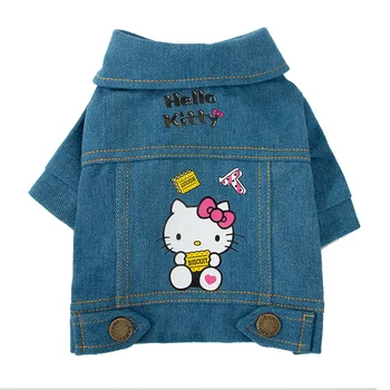 Оригинальная мода с рисунком Hello Kitty, новые милые осенне-зимние джинсы для маленьких собачек, одежда для собак на двух ножках, пальто и куртка