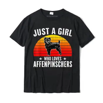 Ретро, просто девушка, которая любит Affenpinschers, Забавная женская подарочная футболка, футболки, повседневные хлопковые мужские футболки, забавные футболки