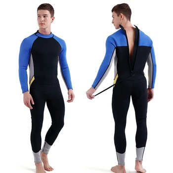 Мужской гидрокостюм из неопрена толщиной 3 мм, прошитый плоской застежкой на спине, водолазный костюм для всего тела для подводного плавания, серфинга, подводного плавания с аквалангом.