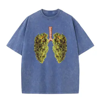 Футболка Funny Weed Lung Bud - THC Lung TShirt, Горячая Распродажа Студенческих Топовых футболок, 230 Граммов Высококачественной Выстиранной Старой Футболки