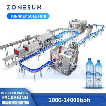 Интегрированная линия по упаковке бутилированной воды ZONESUN Готовое решение Оптимизированное производство ZS-FAL32-10