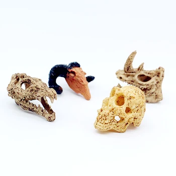 1шт Кукольный домик Миниатюрная модель черепа животного Обезьяны Антилопы Носороги Крокодилы Костяной Террор Сцена Хэллоуина Декор Игрушка
