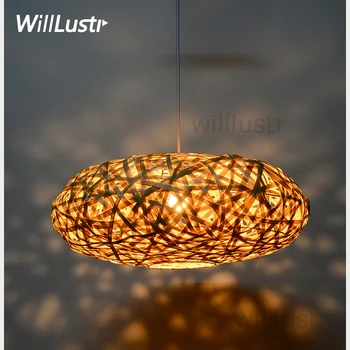 бамбуковый подвесной светильник птичье гнездо ручной работы домашняя спальня столовая отеля ресторан подвесной светильник ручной вязки