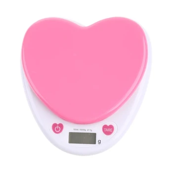 Портативные кухонные весы в форме милого сердца, цифровые весы с граммовым ЖК-дисплеем, пищевые весы с питанием от аккумулятора для приготовления пищи и выпечки