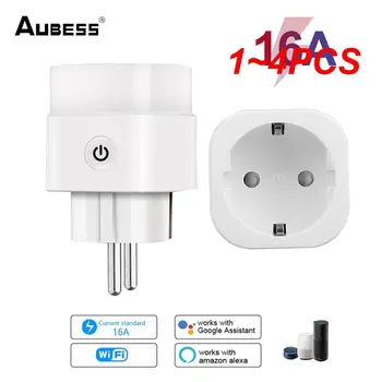 AUBESS 16A EU Plug WIFI Беспроводная Удаленная Розетка Smart Timer Plug Голосовое Управление Домашний Огнестойкий ПК Smart Power Socket