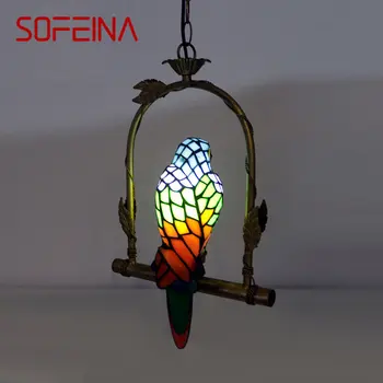 Подвесной светильник SOFEINA Tiffany Parrot, светодиодный винтажный креативный стеклянный подвесной светильник для домашнего декора, Балкон, кабинет, Люстра для прохода