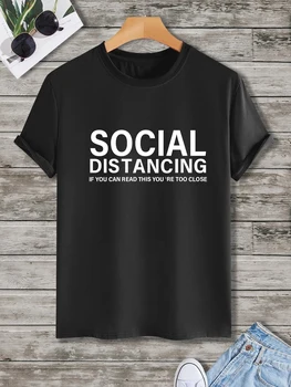 Мужская футболка с Рисунком Социального дистанцирования - Парная рубашка Свободного Кроя