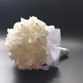 13 Цветов искусственных роз Свадебный букет невесты Ручной Цветок невесты с лентой