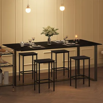 Барные стулья MAHANCRIS, Комплект из 2 Барных стульев с подставкой для ног, Прямоугольный Промышленный, Прочный металлический каркас, для столовой, Кухни