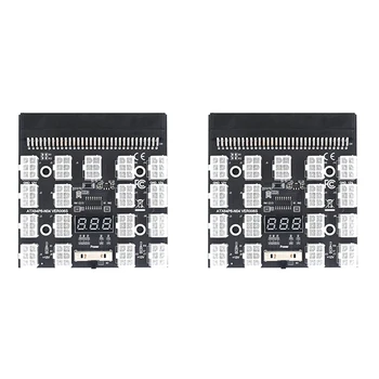 2X Breakout Board 17 Портов 6Pin LED Дисплей Модуль Питания Серверная Карта Адаптер Для HP 1200 Вт 750 Вт Блок ПИТАНИЯ GPU Miner Для Майнинга BTC
