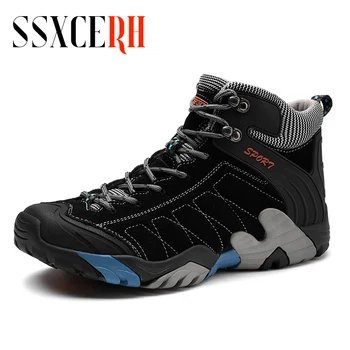 SSXCERH/ мужские зимние ботинки, водонепроницаемые кожаные кроссовки, супер теплые мужские ботинки, уличные мужские походные ботинки, Рабочая обувь, Размер 38-45