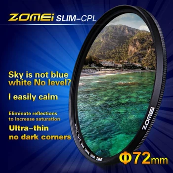 Оригинальное ZOMEI 72 мм Ультратонкое оптическое стекло PRO Digital CPL PL-CIR С круговой поляризацией, Фильтры для объектива камеры 72 мм