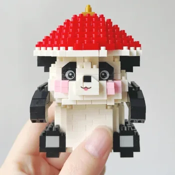 Игрушка для детей Панда со шляпой, Подвесная кукла, 3D модель, сделай сам, мини-алмазные блоки, Кирпичное здание