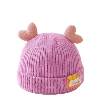 Детская зимняя милая вязаная шапка для новорожденных Осень Зима Теплая вязаная шапка для новорожденных мальчиков и девочек