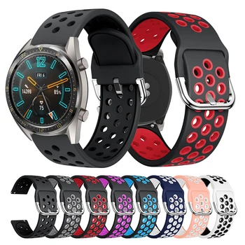 Дышащий Силиконовый ремешок 20/22 мм для Huawei Watch GT 3 GT2 46 мм 42 мм для Huawei Honor Watch GS Pro/Magic Watch 1 2