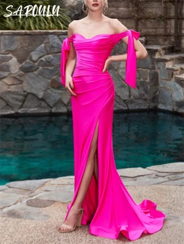 Сексуальное атласное вечернее платье с разрезом, вечернее платье-труба, платья для официальных мероприятий, Vestidos Prom 2023, Vestidos De Noche