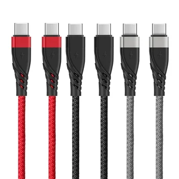 Кабель USB C к USB C, кабель для быстрой зарядки PD, кабель для зарядки USB C мощностью 60 Вт, кабель USB Type C, кабель для зарядки в нейлоновой оплетке