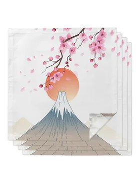 В японском стиле, гора Фудзи Сакура, Набор салфеток для ужина, Носовой платок, полотенце, Салфетки, ткань для свадебного банкета
