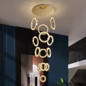 Хрустальная люстра для украшения современного дома, подвесной светильник для лестницы, подвесные светильники для гостиной, внутреннее освещение
