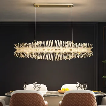 Современная художественная дизайнерская золотая люстра для столовой, роскошная кухонная островная подвесная лампа, новый креативный домашний декоративный светодиодный светильник