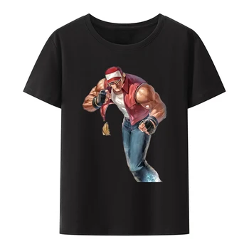 Плакат с игровым персонажем King of Fighters, Футболки Y2k, Летняя мужская футболка С круглым вырезом И Юмором, Повседневная Дышащая Мужская одежда С принтом, Свободная