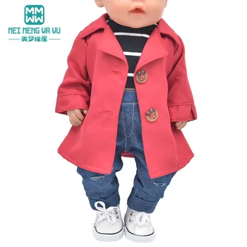 Подходит для 43-45 см Новорожденной куклы American doll Модный комплект тренчей