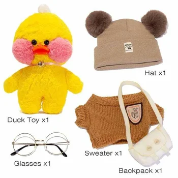 Милая мягкая игрушка-утка для девочек-подростков, Кавайная утка в очках и одежде, мягкая мягкая игрушка для девочек и мальчиков, подарки на день рождения