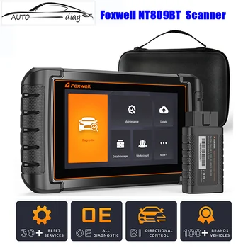 FOXWELL NT809BT OBD2 Bluetooth Сканер для Автомобиля Диагностический Инструмент Двунаправленный Полносистемный Масляный SRS EPB TPMS IMMO Кодирование Инжектора