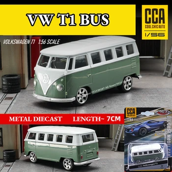 Металлическая мини-модель автомобиля в масштабе 1/64, копия автобуса VOLKSWAGEN T1, миниатюрный художественный автомобиль, Отлитая под давлением Коллекционная игрушка для мальчика