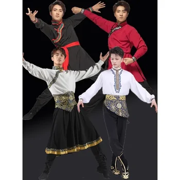 Одежда для мужчин Тибетско Монгольская и Уйгурская Одежда Для Выступлений Монгольская Танцевальная Одежда и Студенческое Искусство