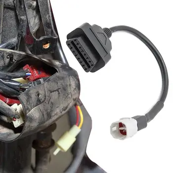 Разъем и кабель для диагностики OBD2 мотоцикла, удлинительный кабель OBD2 мотоцикла, Разъемы для адаптера питания, 4-контактный штекерный кабель