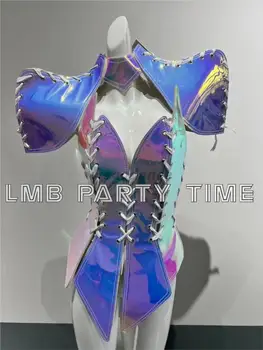 Индивидуальный новый костюм для вечеринки в стиле Gogo Performance Bar из серии Phantom Laser Future Warrior Armor на ремешке для женщин