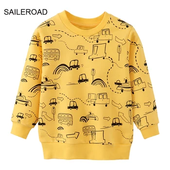 SAILEROAD / Весенняя новая одежда для мальчиков 2-7 лет, хлопковая верхняя одежда, Детские топы с мультяшными транспортными средствами, толстовки с капюшоном для девочек, толстовки с капюшоном для малышей
