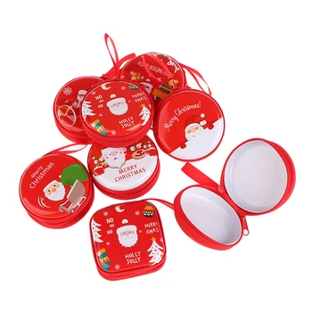 Кошелек для монет из случайной жести, сумка для хранения наушников, рождественские подарки, кошелек для монет с рисунком Санта-Клауса, сумка для ключей, красный кошелек для монет