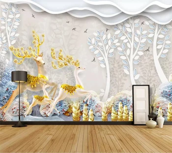 обои на заказ beibehang 3d фреска с тиснением papel de parede обои с семейным оленем в скандинавском стиле современные минималистичные фоновые обои