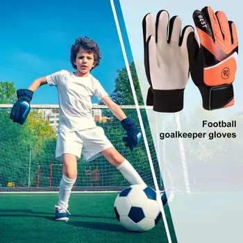 1 Пара детских футбольных вратарских перчаток, Противоударные латексные полиуретановые перчатки для защиты рук вратаря, футбольные футбольные перчатки