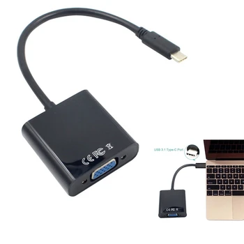 USB-C USB3.1 Type C для кабеля-адаптера VGA-штекера к VGA-штекеру Конвертер передачи видео 1080P для 12 дюймов