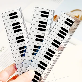 1 Шт Милая клавиша пианино Прямая линейка Kawaii Канцелярские принадлежности Забавный подарок для рисования Корейский офис Школьный Измерительный рисунок