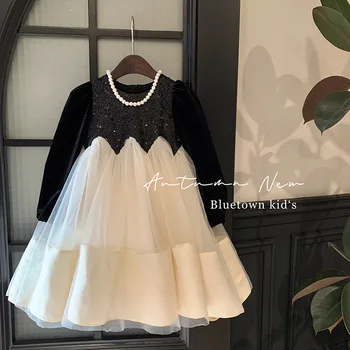 Новое осеннее платье принцессы в западном стиле для девочек, детская юбка-пачка из тюля