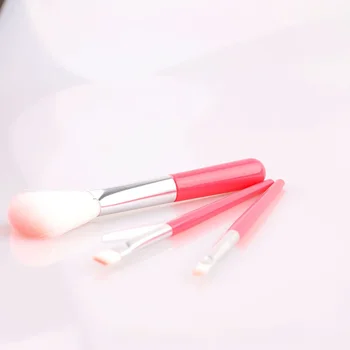Набор косметических кистей с портативной нейлоновой пластиковой ручкой, розовая кисть из трех частей и косметические инструменты, практичные и модные