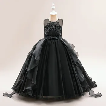 Вечерние платья для девочек 3 цвета 120-170 см Элегантное платье принцессы на Хэллоуин, День Рождения, Свадебное бальное платье, детские костюмы для фортепианного шоу