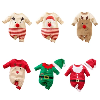 Праздничный детский комбинезон, косплей-костюм Санты, Рождественский комбинезон для младенцев с длинными рукавами