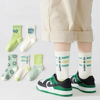 5 Пар /компл. детских носков, осенне-зимние хлопчатобумажные носки для мальчиков и девочек, средней длины, для путешествий на открытом воздухе, баскетбольные футбольные спортивные носки