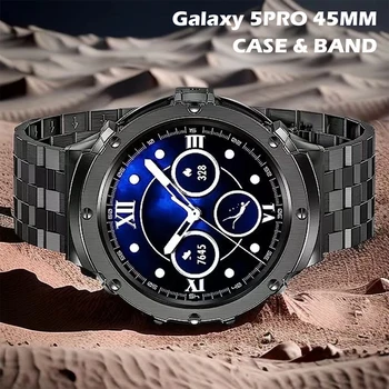 Для Samsung Watch 5 Pro 45 мм корпус Ремешок Ремешок из нержавеющей стали Металлический защитный бампер Комплект модификации Galaxy 5pro для мужчин и женщин