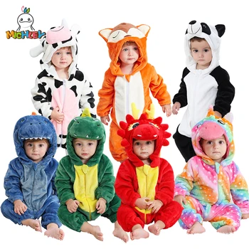 Детский комбинезон MICHLEY Halloween Fox, Зимний Фланелевый комбинезон с капюшоном, одежда для малышей, комбинезон, комбинезон для детей, Bebe