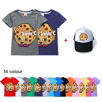 COOKIE SWIRL C/ Детская одежда, футболка + шляпа, футболка с короткими рукавами для девочек, детские топы, кепки, рубашки для девочек-подростков, детские топы