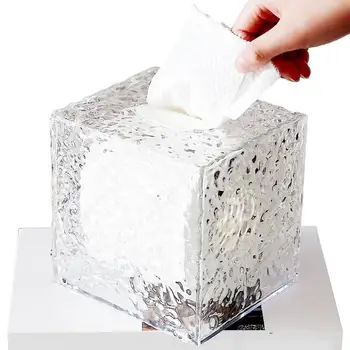 Настенный Держатель Коробки Для Салфеток Clear Water Ripple Style Tissue Holder Box Прозрачная Коробка Для Салфеток Для Гостиной