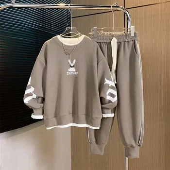 Осенний комплект детской одежды для мальчиков, свитер, пуловер с изображением кролика из мультфильма 